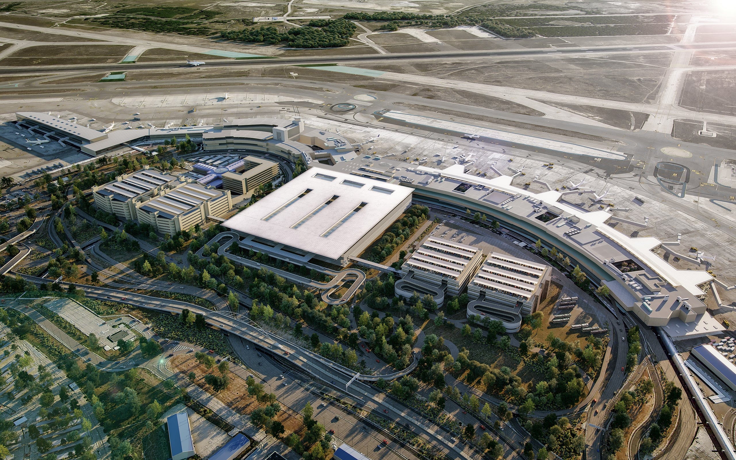 New building proposal for T1-T2 Airport / Madrid / LAMELA